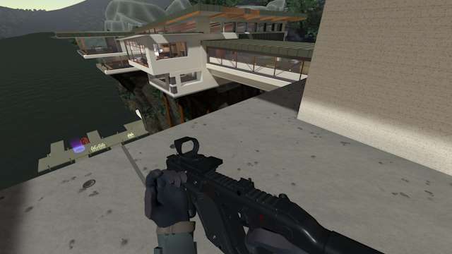 A Guard readying a Manta with a red dot sight on Riverside.